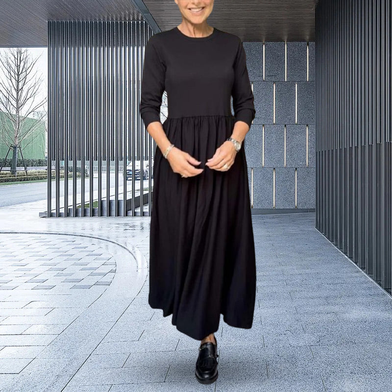 Louane - Fluid mesh midi dress with long sleeves