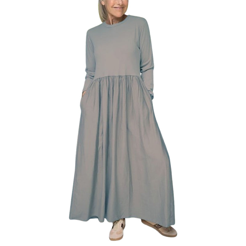 Louane - Fluid mesh midi dress with long sleeves