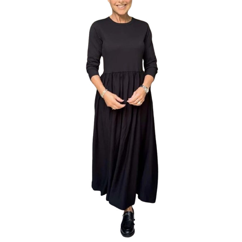 Louane - Fluid mesh midi dress with long sleeves