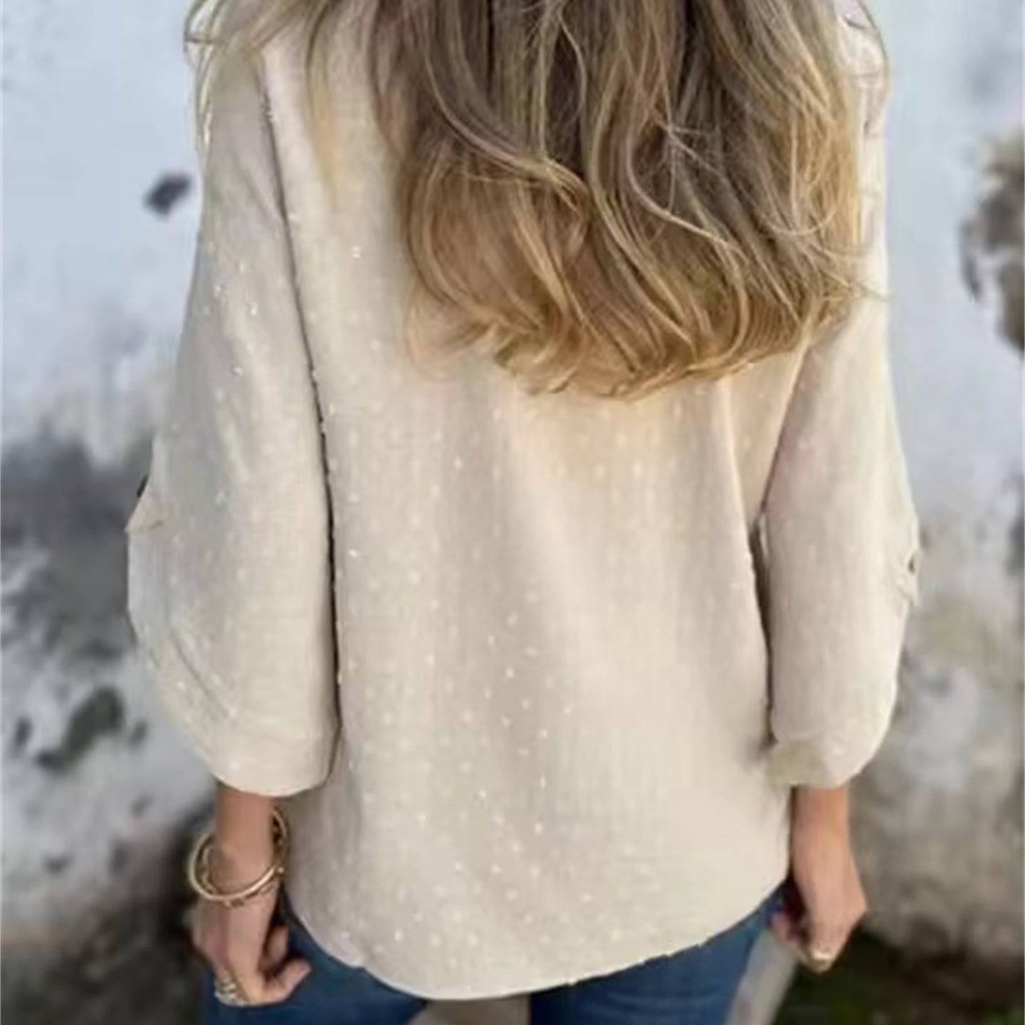 Marinette - Women's casual round neck jacquard top