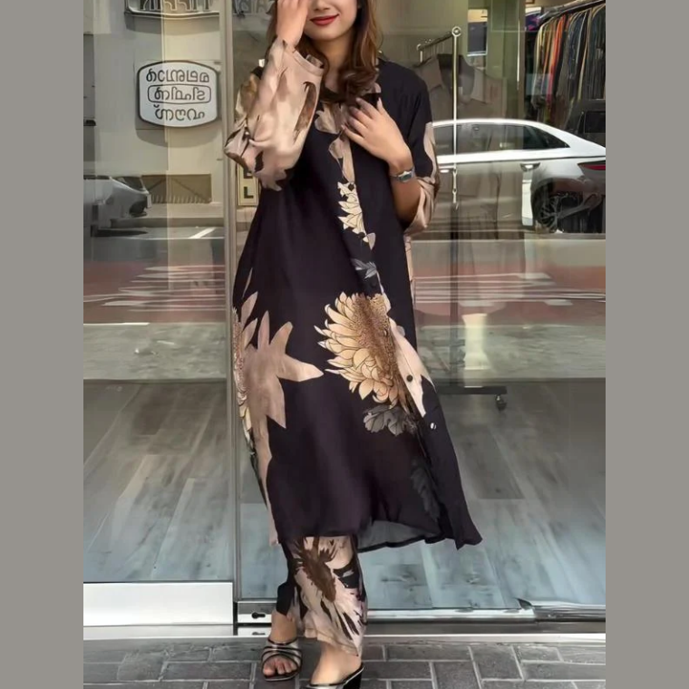 Clarice™ - Women's 2-piece flowing shirt dress