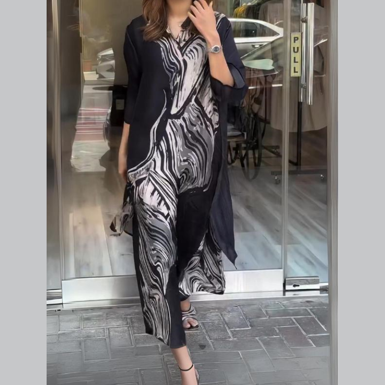Clarice™ - Women's 2-piece flowing shirt dress
