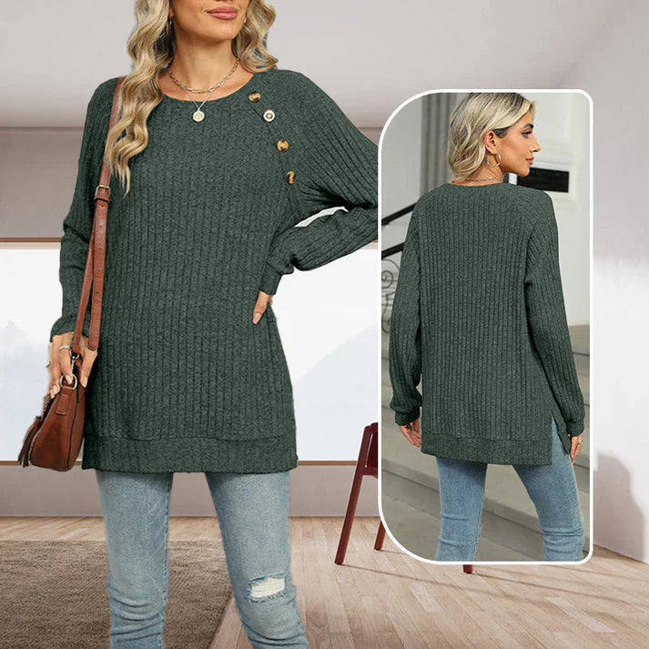 Aline - Elegant Women's Sweater with Decorative Buttons