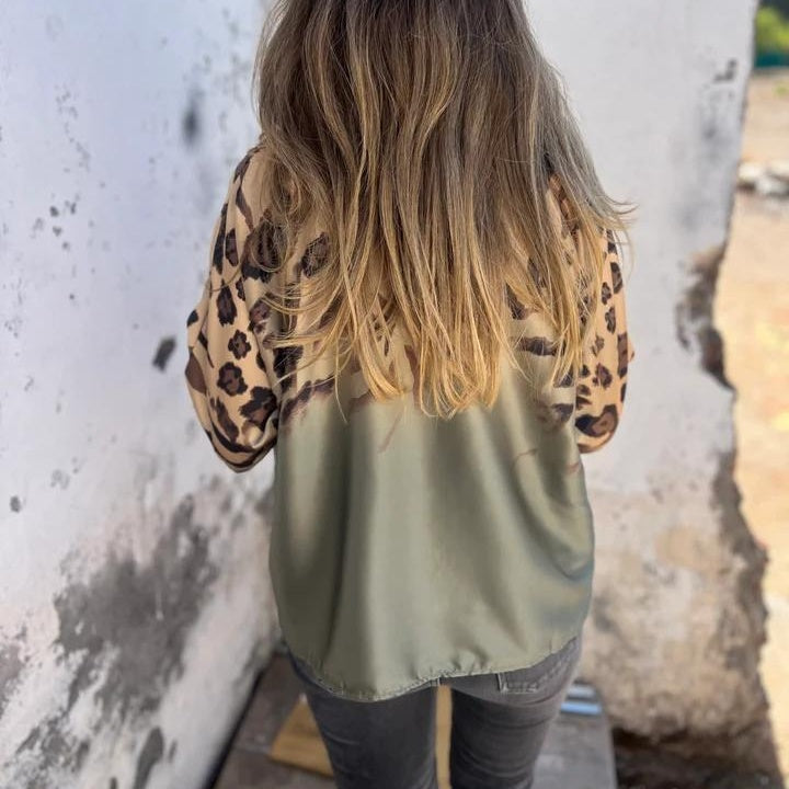 Marthe - Women's leopard button-down shirt