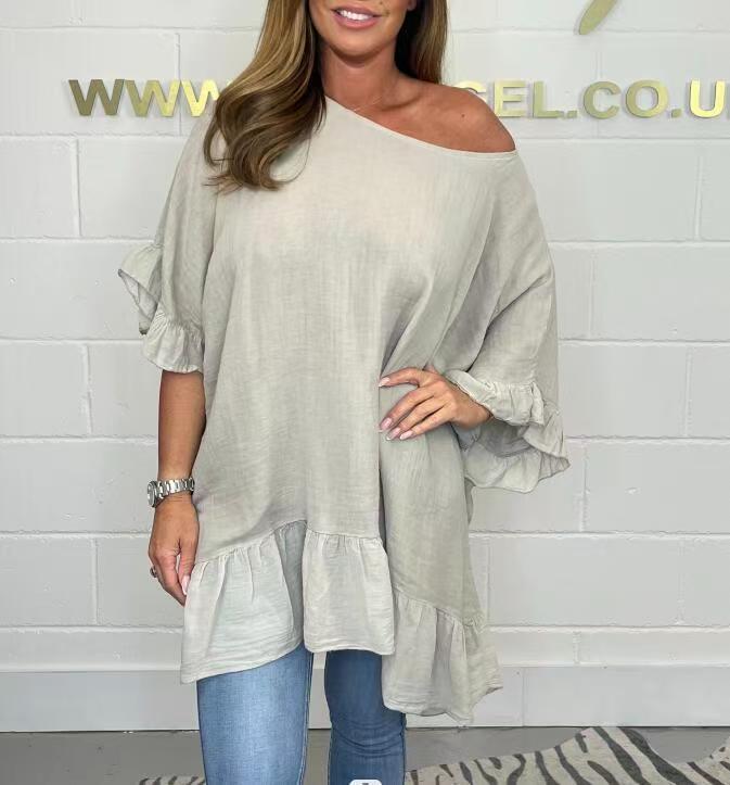 Anelise™ - Blús Pleatáilte Lasmuigh den Ghualainn do Mhná