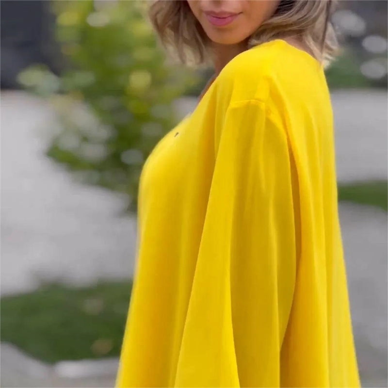 Ornella™ - Soft Double Layer Top with Zipper and V-Neckline