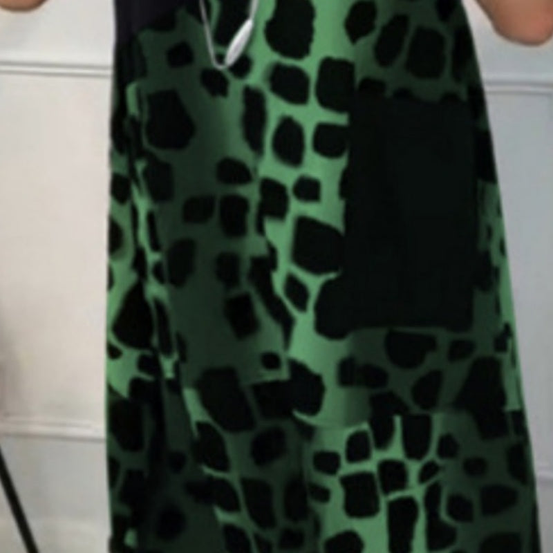 Lisette - Printed Dress with Round Neck and Short Sleeves