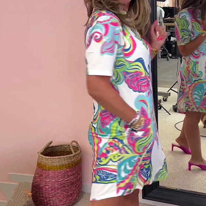 Gianna - Colorful Printed V-Neck Dress