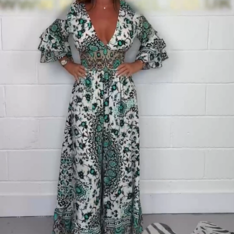 Neria™ - V-neck jumpsuit with print