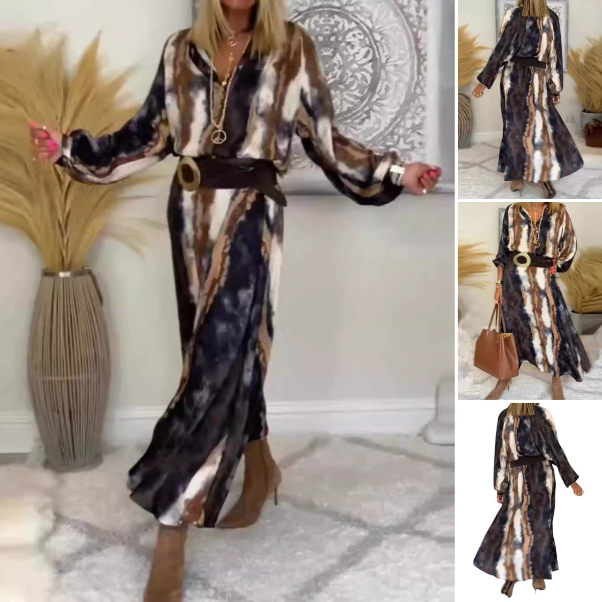Selma - Elegant Tie & Dye Maxi Dress