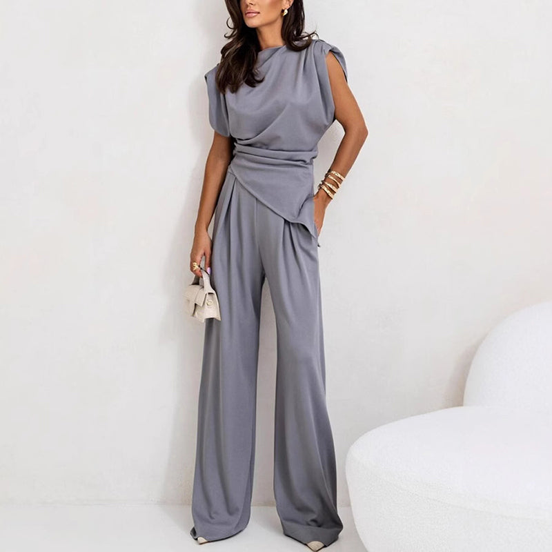 Alya - Elegant plain two-piece set for women