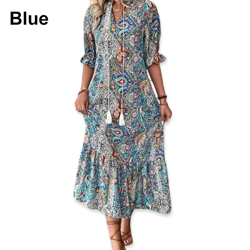 Lise - Elegant Bobo Dress with Floral Pattern