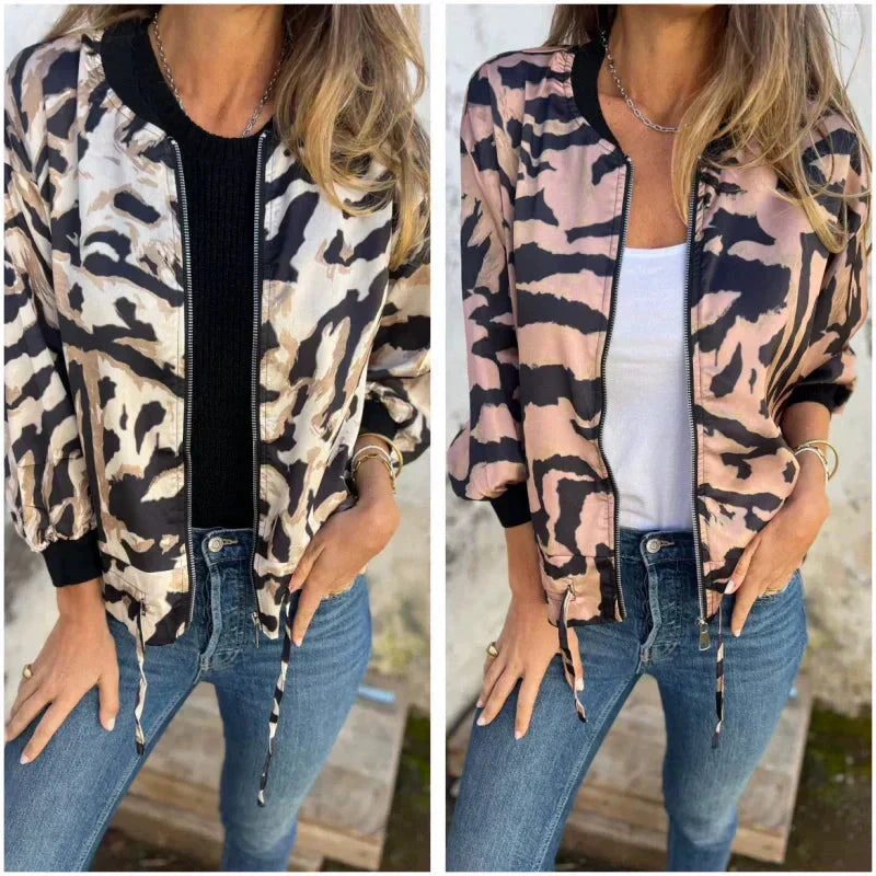Hermione - Zebra pattern zipped jacket