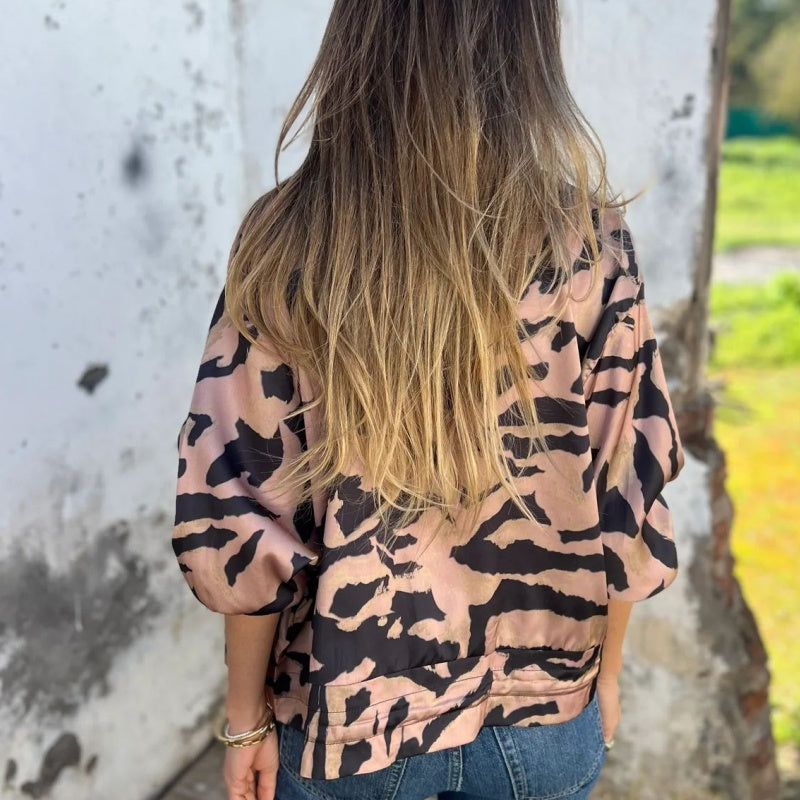 Hermione - Zebra pattern zipped jacket