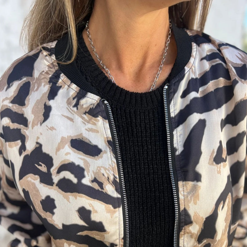Hermione - Zebra pattern zipped jacket