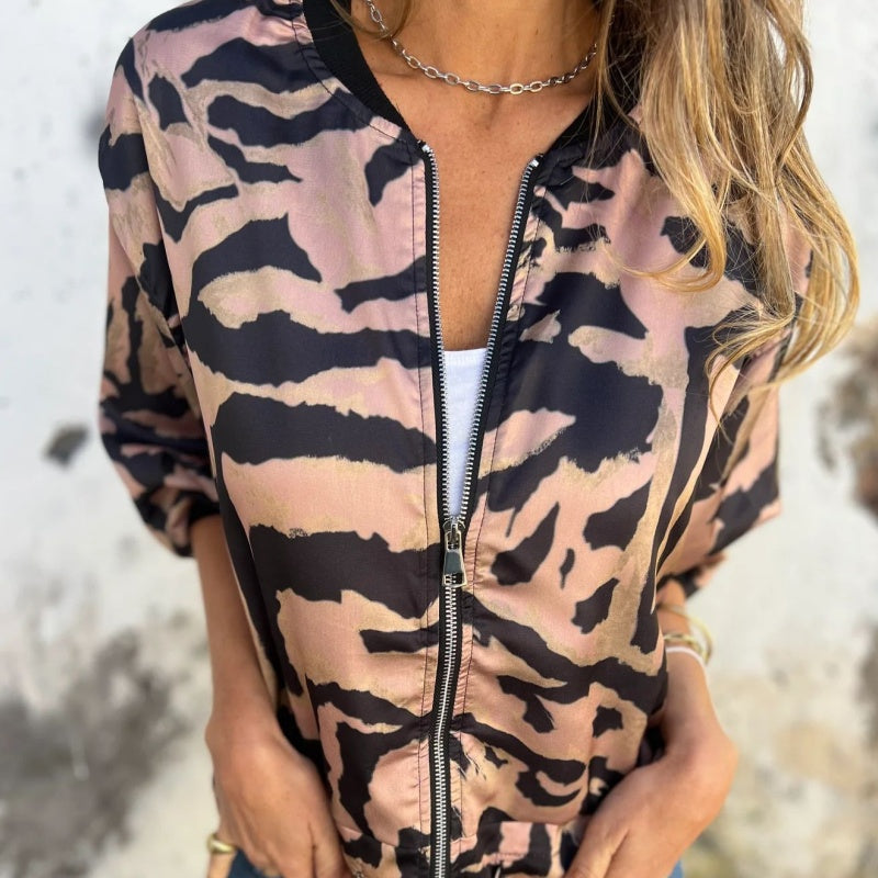 Hermione - Zebra pattern zipped jacket