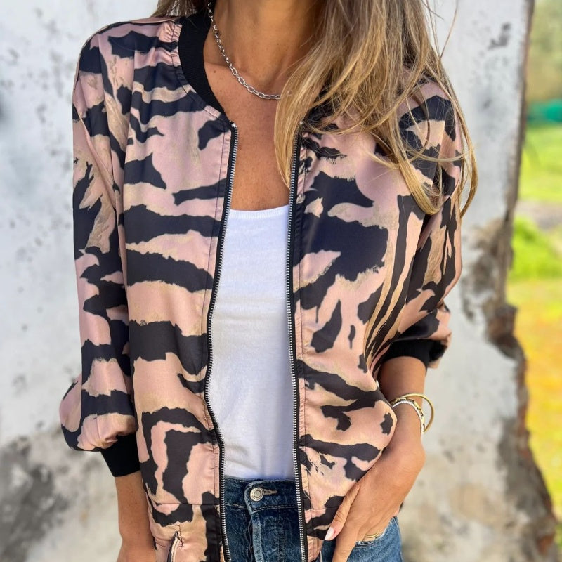 Hermione - Zebra pattern zipped jacket