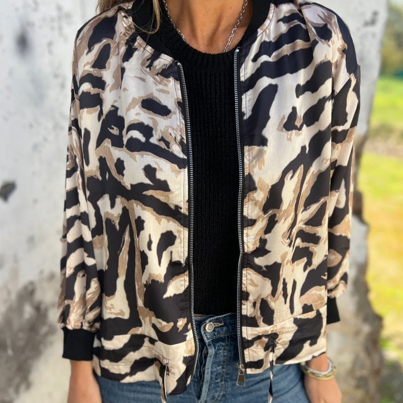 Hermione - Zebra pattern zipped jacket