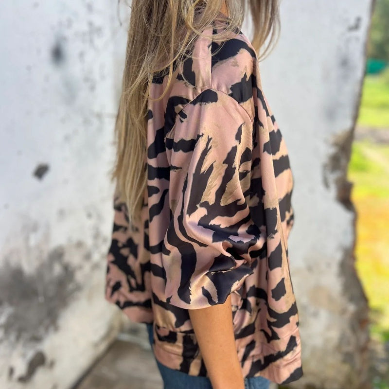Hermione - Zebra pattern zipped jacket