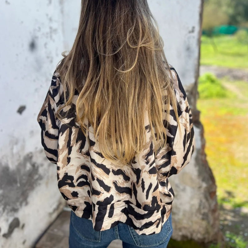 Hermione - Zebra pattern zipped jacket