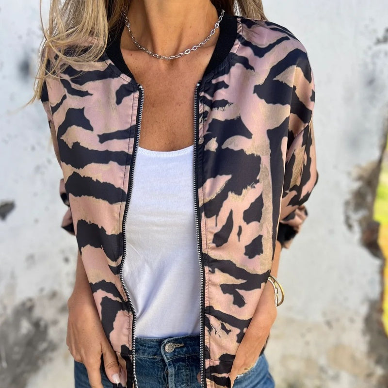 Hermione - Zebra pattern zipped jacket