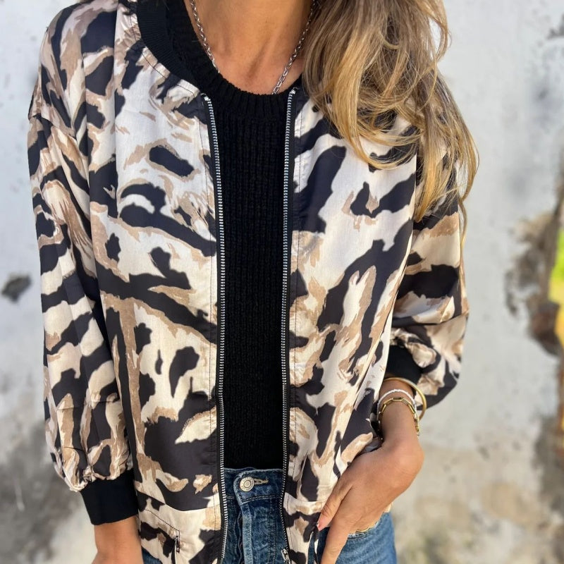 Hermione - Zebra pattern zipped jacket
