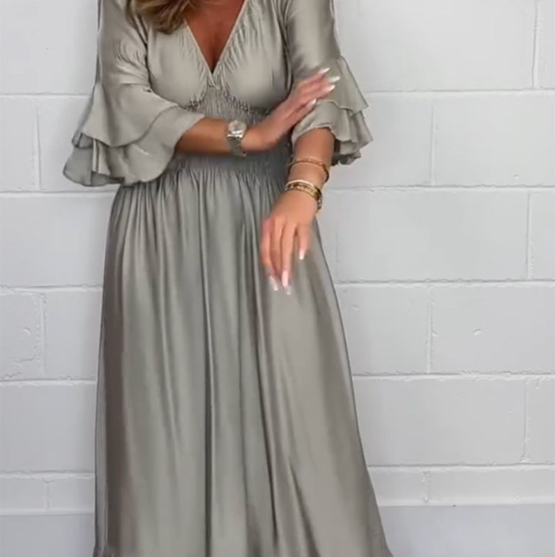 Sybille - High Waisted Ruffle Flared Dress