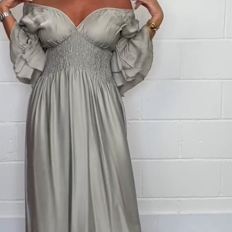 Sybille - High Waisted Ruffle Flared Dress