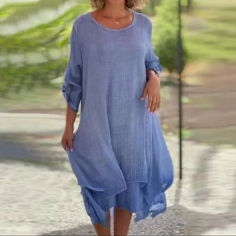 Odessa™ - Elegant Plain Round Neck Loose Fit Dress
