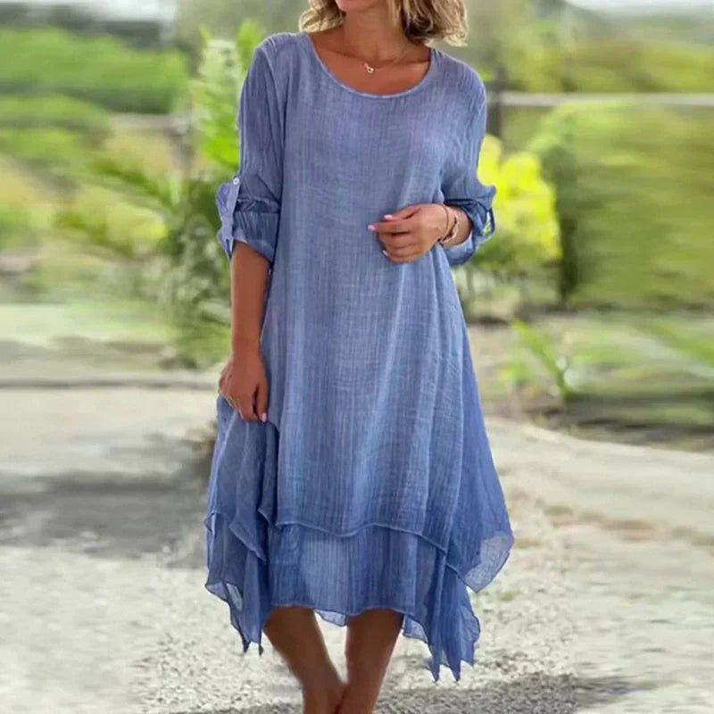Odessa™ - Elegant Plain Round Neck Loose Fit Dress