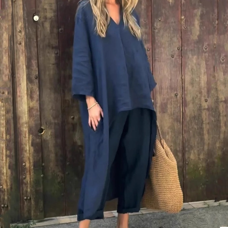 Perrine - 2-Piece Pockets and V-Neck Set