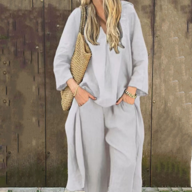 Perrine - 2-Piece Pockets and V-Neck Set
