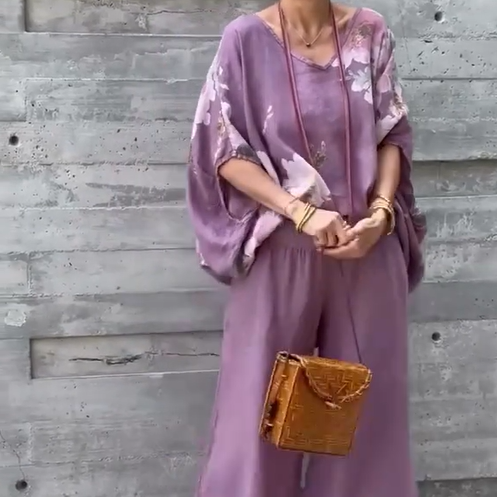 Régine - Ample Printed Chiffon 2-Piece Set