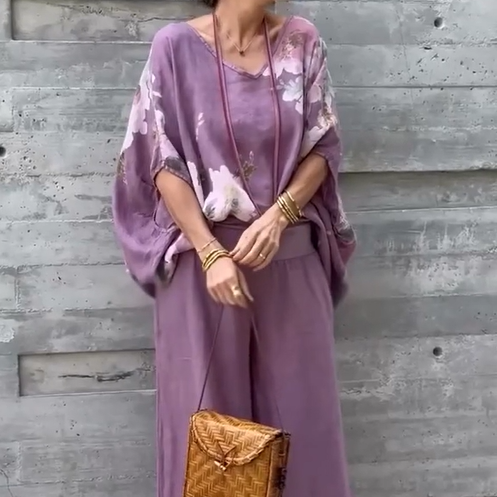 Régine - Ample Printed Chiffon 2-Piece Set