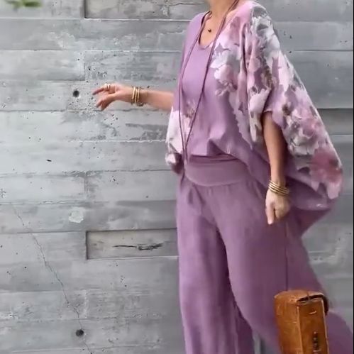 Régine - Ample Printed Chiffon 2-Piece Set