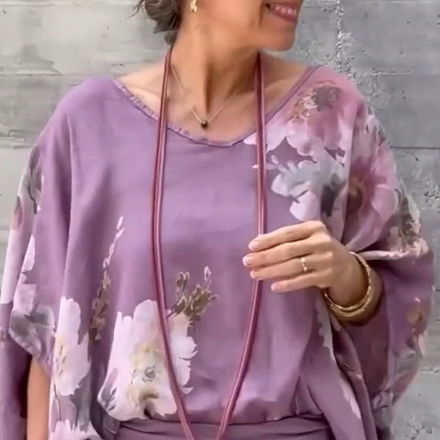 Régine - Ample Printed Chiffon 2-Piece Set