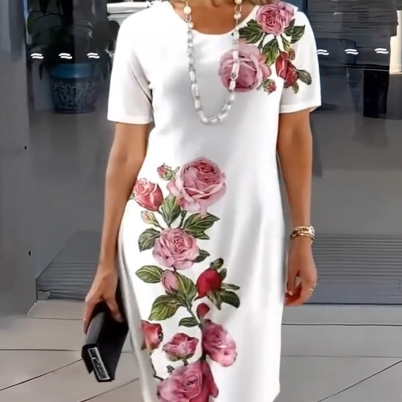 Josina™ - Short Sleeve Round Neck Printed Women's Fashion Short Dress