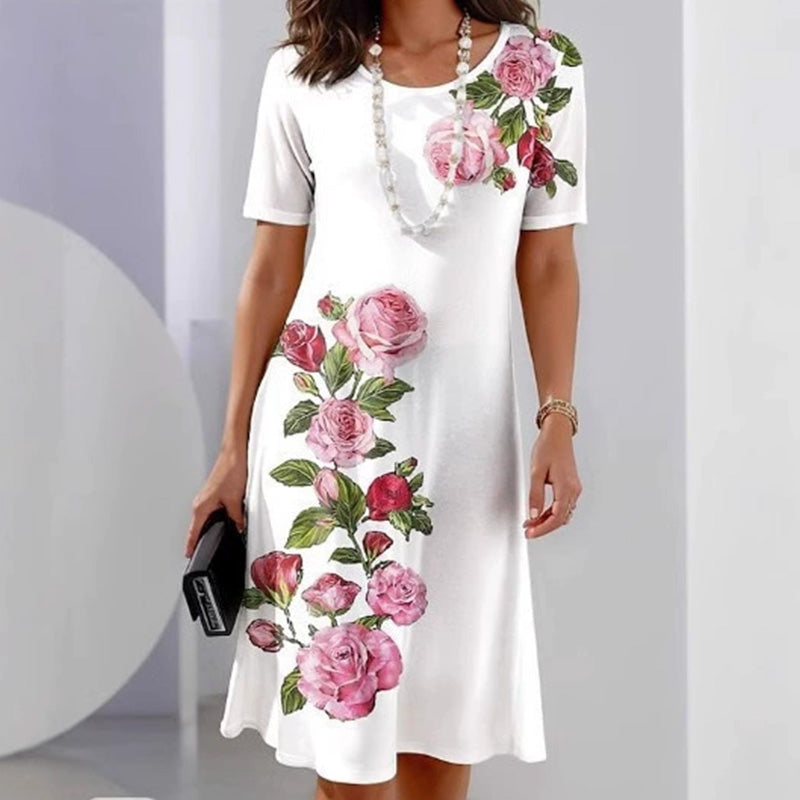 Josina™ - Short Sleeve Round Neck Printed Women's Fashion Short Dress