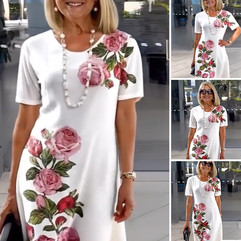 Josina™ - Short Sleeve Round Neck Printed Women's Fashion Short Dress