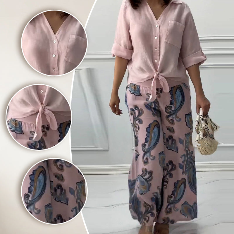 Penelope - Two Piece Cardigan and High Waisted Pant Set