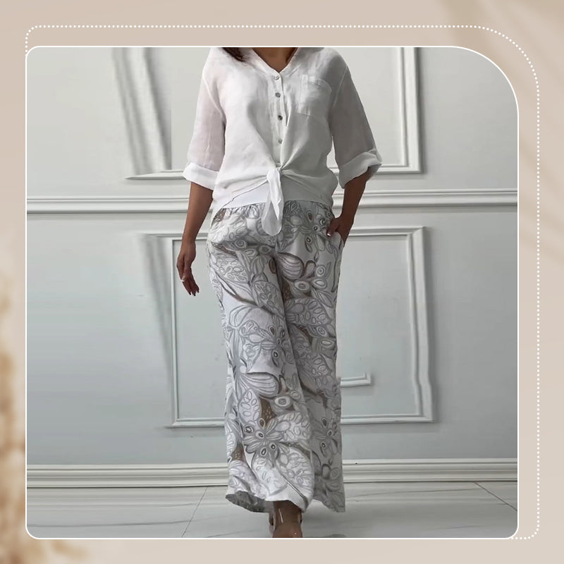 Penelope - Two Piece Cardigan and High Waisted Pant Set