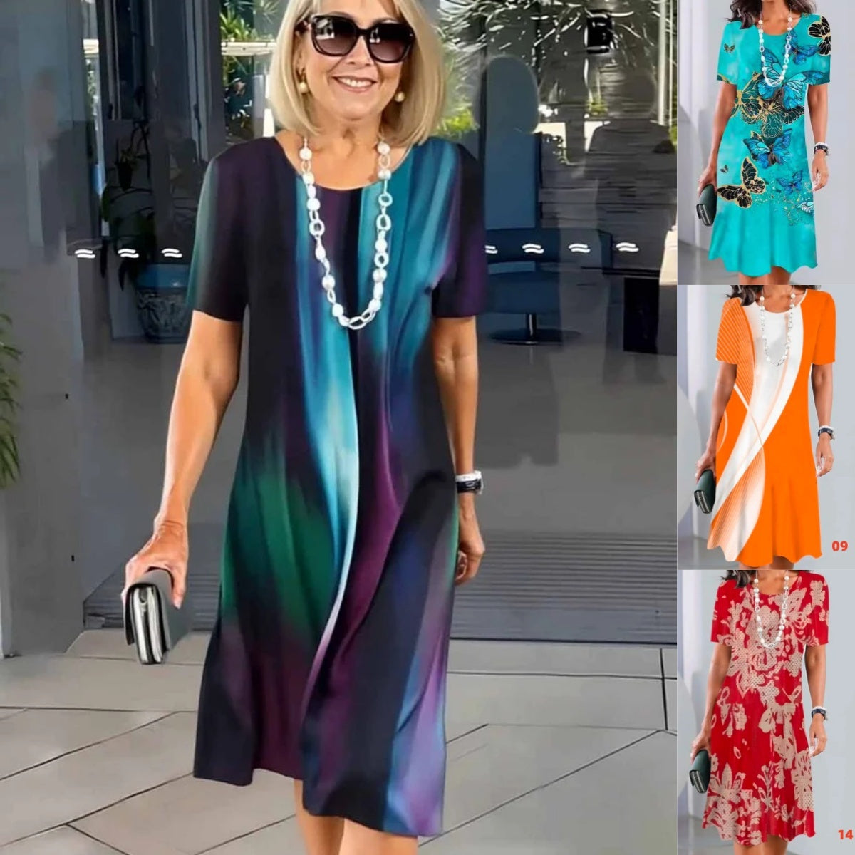 Dalia™ - Women's Pleated Dress with Color Blocks