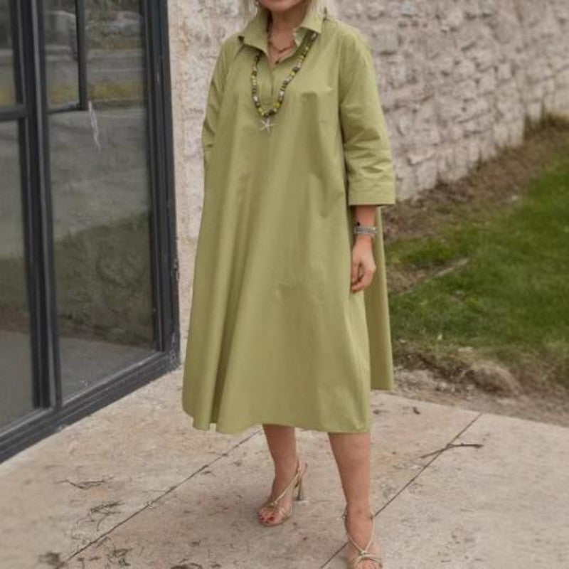 Kaela - Plain Women's Casual Dress with Convenient Pockets