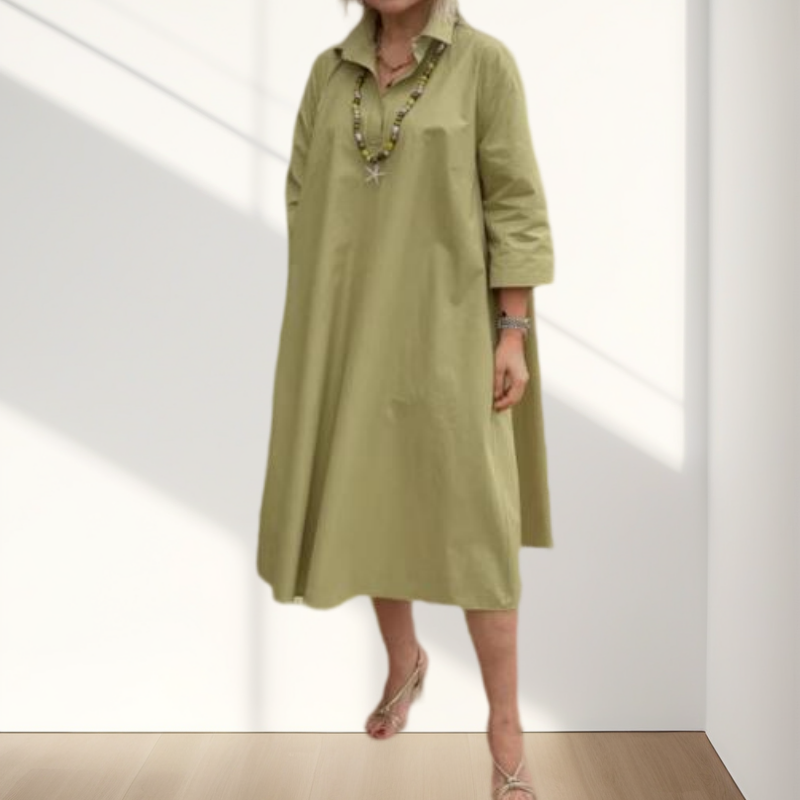 Kaela - Plain Women's Casual Dress with Convenient Pockets