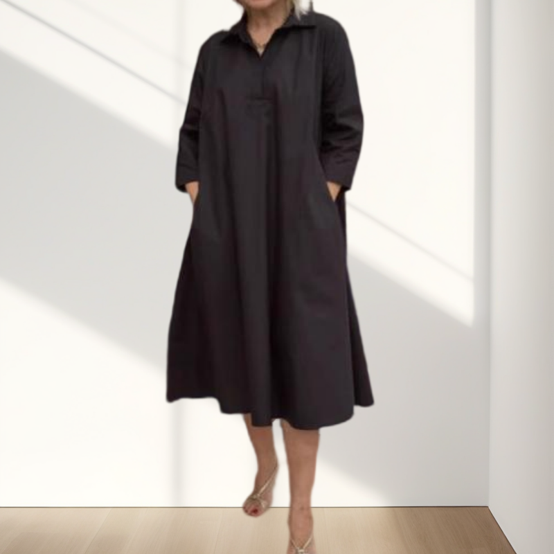 Kaela - Plain Women's Casual Dress with Convenient Pockets