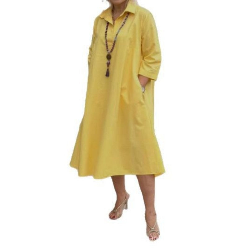 Kaela - Plain Women's Casual Dress with Convenient Pockets