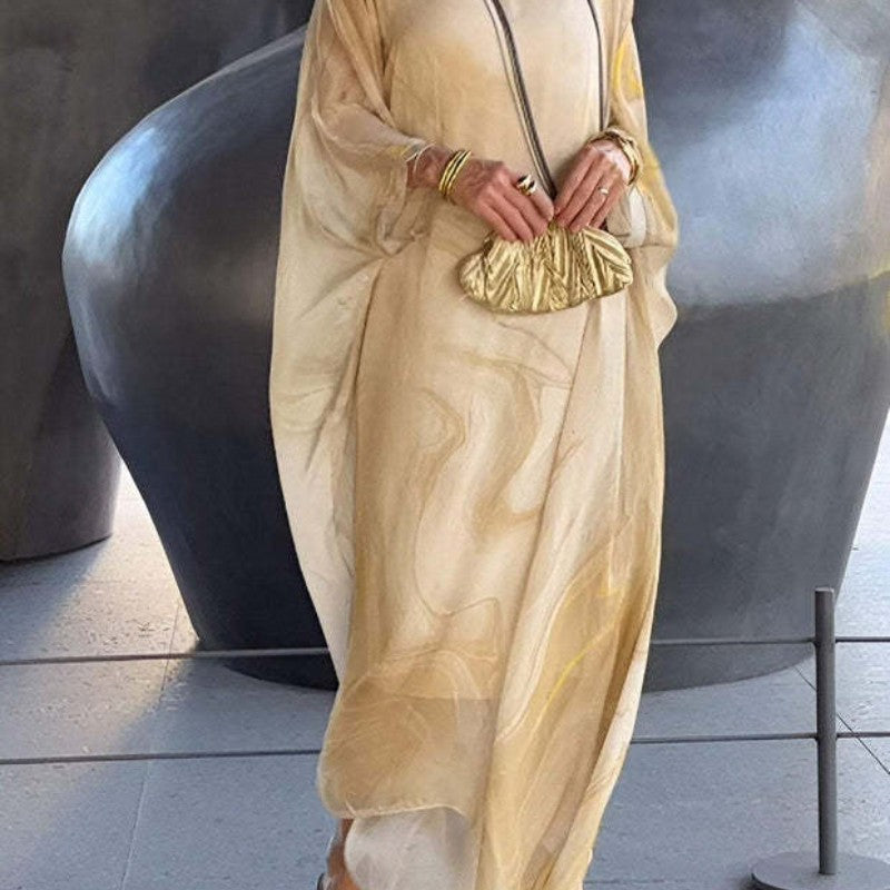 Lenora - Elegant dresses in marbled chiffon with print