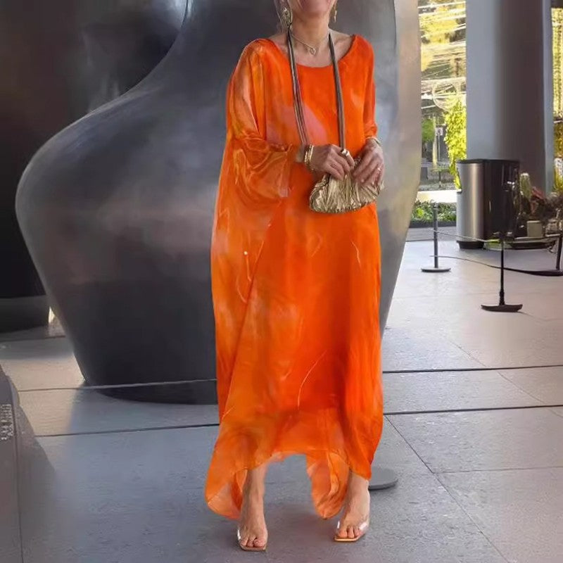 Lenora - Elegant dresses in marbled chiffon with print