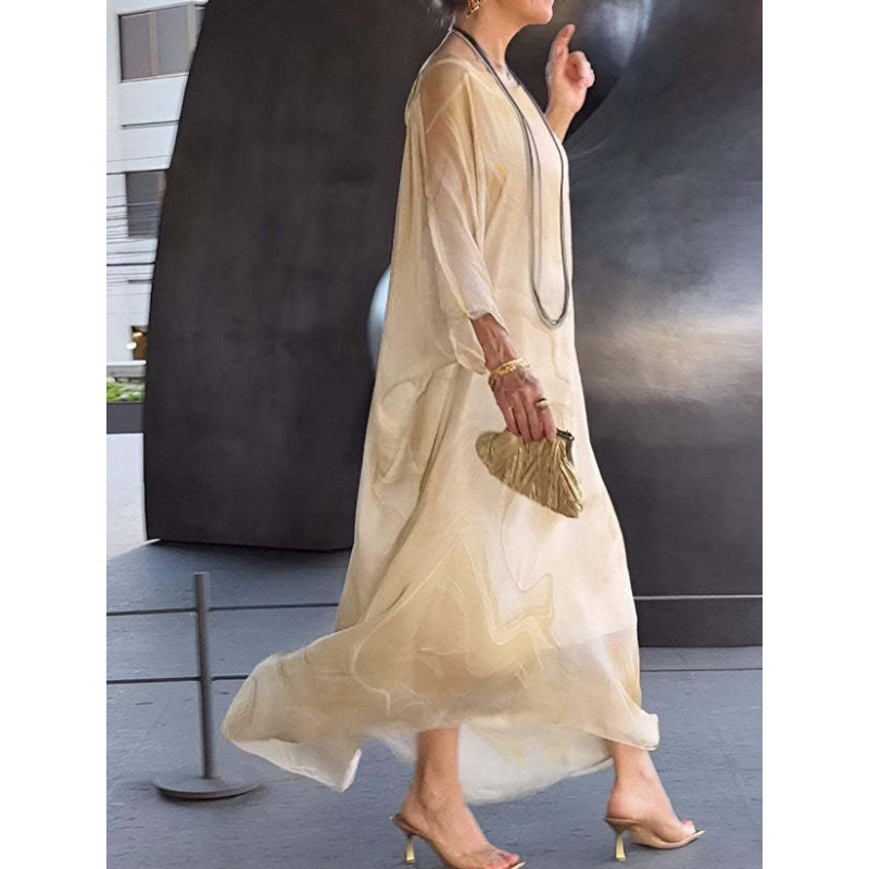 Lenora - Elegant dresses in marbled chiffon with print
