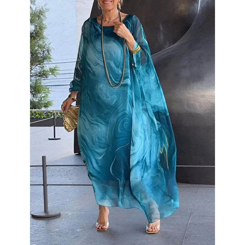 Lenora - Elegant dresses in marbled chiffon with print
